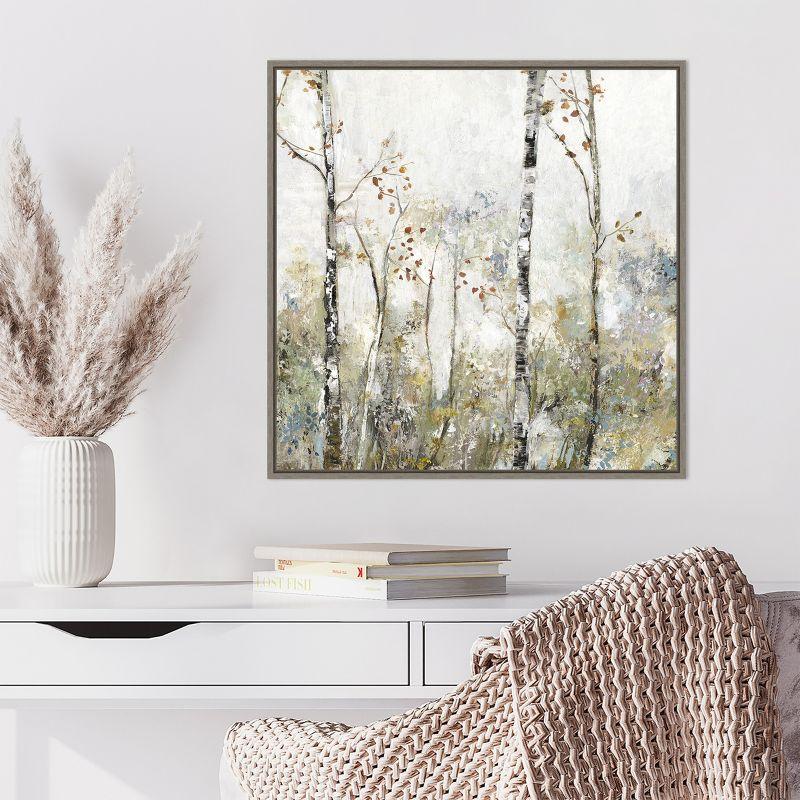 Amanti Art Soft Birch Forest II by Allison Pearce Canvas Wall Art Print Framed 22 x 22-in.