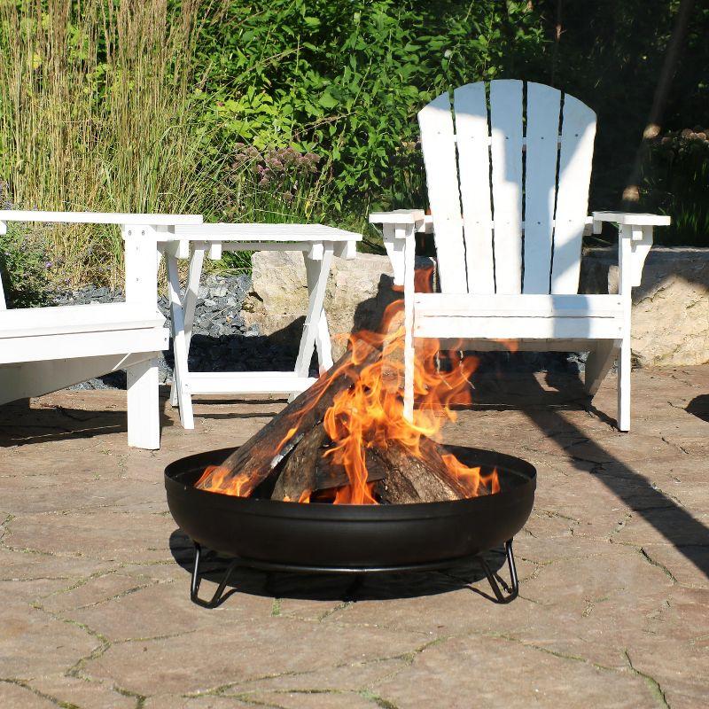 Sunnydaze Outdoor Camping or Backyard Steel with Heat-Resistant Finish Fire Pit Bowl on Stand - 23" - Black