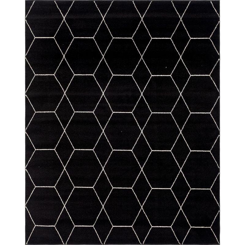 Black and Ivory Trellis Synthetic 8x10 Rug