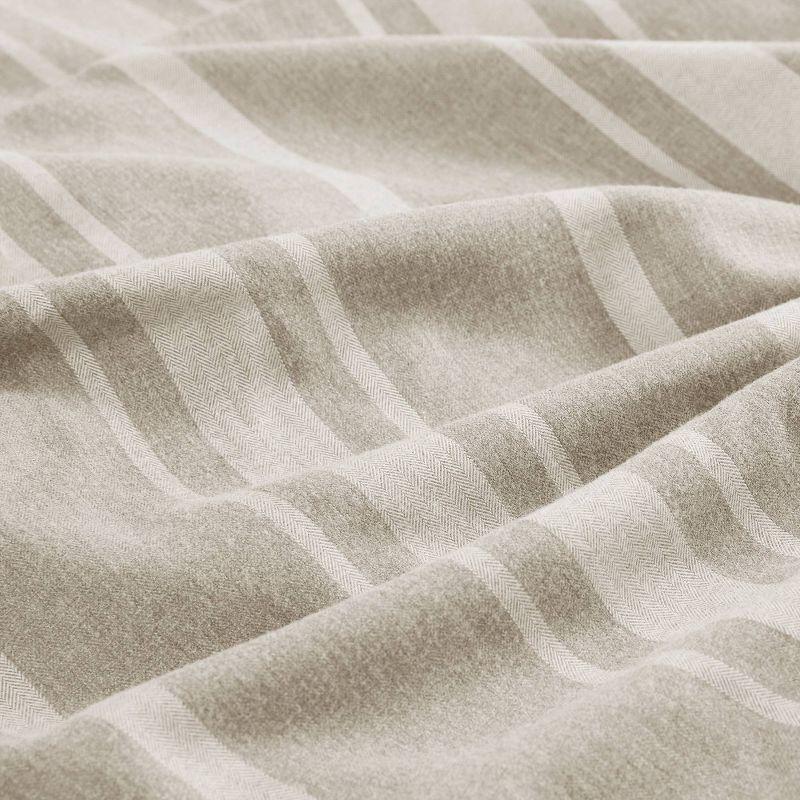 Taupe Full Microfiber Striped Herringbone Comforter Set