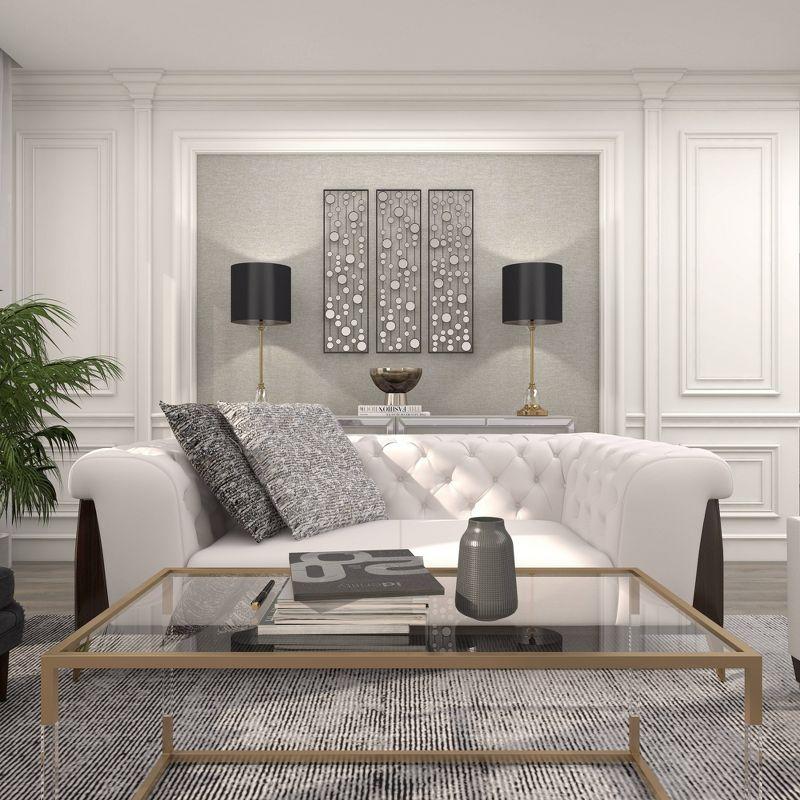 Mercer41 Metal Geometric Black Wall Decor with Round Mirror Accents Set