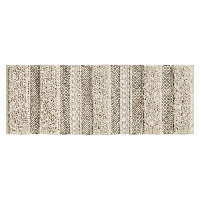 Ink+Ivy, JLA Home 22"x58" Asher Woven Textured Striped Bath Rug Natural : Microfiber, Machine Washable, Non-Slip Backing