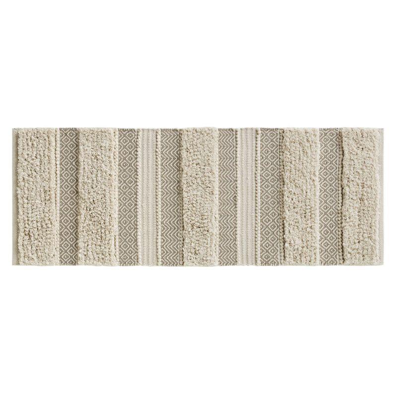 Asher Natural Hand-Woven Textured Striped Bath Rug