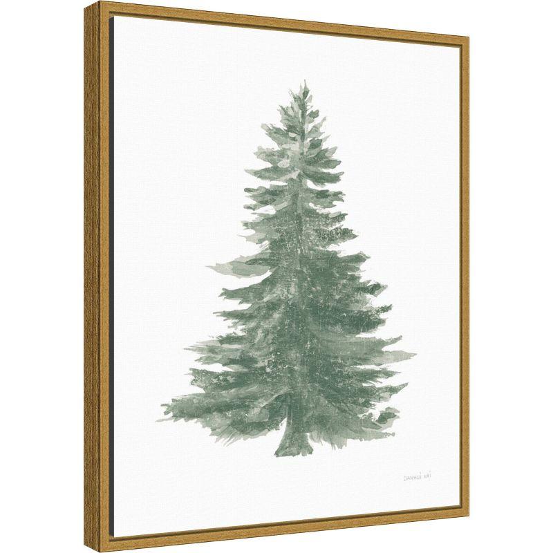 16" x 20" Floursack Holiday Tree by Danhui Nai Framed Canvas Wall Art - Amanti Art: Seasonal Botanical Decor