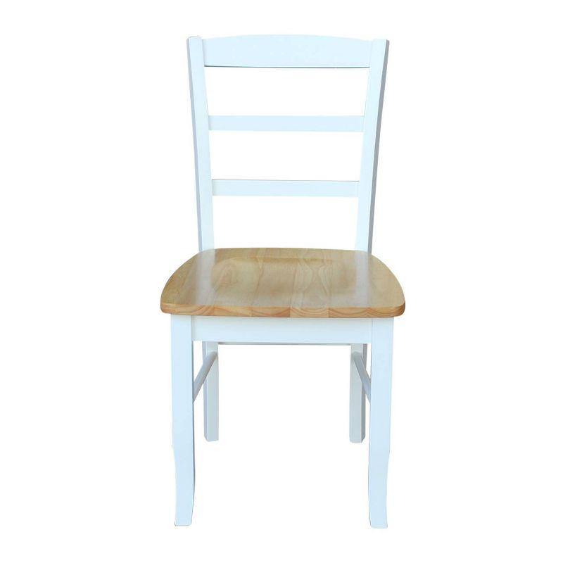 3pc Dining Table with 2 Ladderback Chairs White/Natural – International Concepts: Solid Wood, Square, Non-Extension