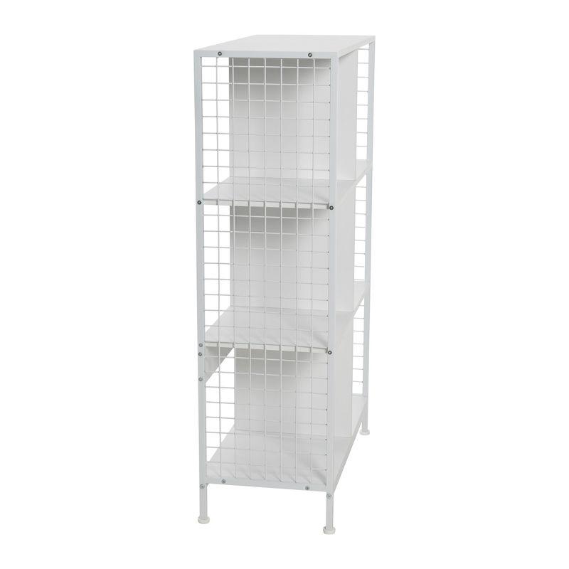Household Essentials Trellis Open Storage Bookshelf with 6 Cube Compartments Scandinavian White and White Metal