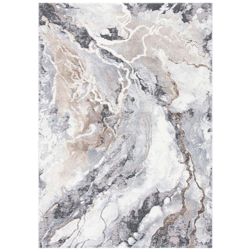 Abstract Elegance 8' x 10' Gray Shag Synthetic Area Rug