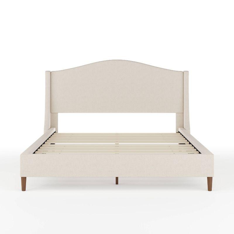 Martha Stewart Amelia Upholstered Platform Bed With Curved Headboard