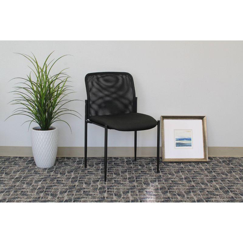 Mesh Guest Chair Black - Boss Office Products: Armless, Stackable, Metal Frame