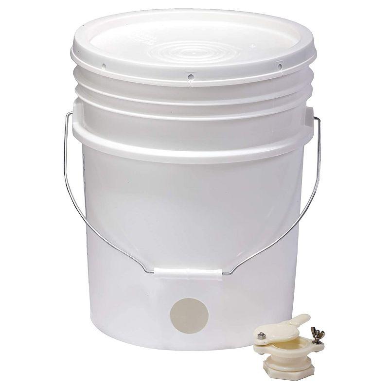 Little Giant BKT5 Plastic Honey Extractor Bucket with Honey Gate Tool for Beekeeping Harvesting, 5 Gallon