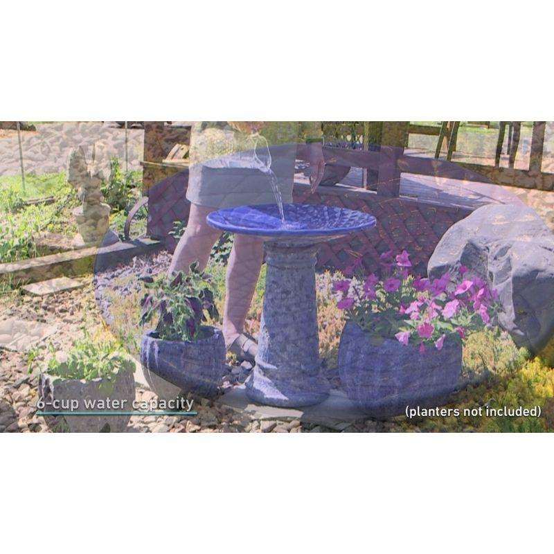 Red Barrel Studio® Trenasia Freestanding Ceramic Outdoor Bird Bath with UV-Resistant Blue Lava Finish