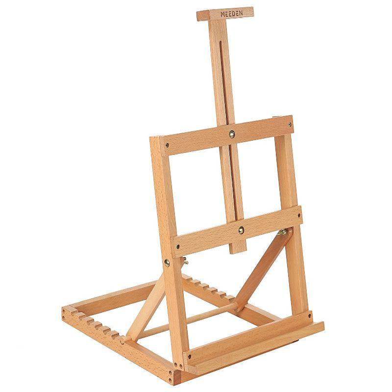 MEEDEN Heavy-Duty Tabletop Studio H-Frame Wooden Easel-Solid Beech Wood Adjustable Artists Desktop, Beginners & Teens- Holds Canvas Art up to 23" High