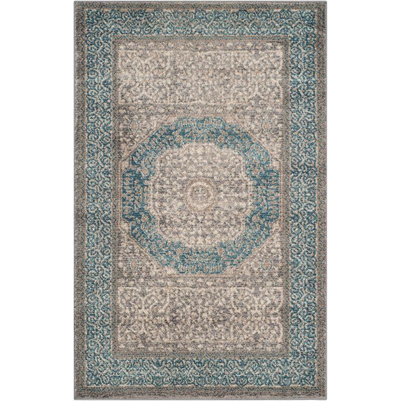 Elegant Gray Synthetic Hand-Knotted 30" Rectangular Area Rug