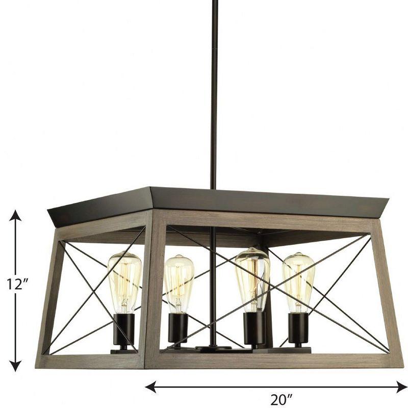 Progress Lighting, Briarwood, 4-Light Chandelier, Antique Bronze, Faux Wood.