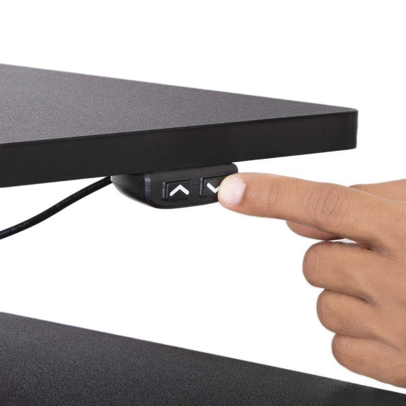 Techtonic Electric 3 Arm Monitor Mount Standing Desk - Sit to Stand Desk Converter with Keyboard Tray – Black – Stand Steady