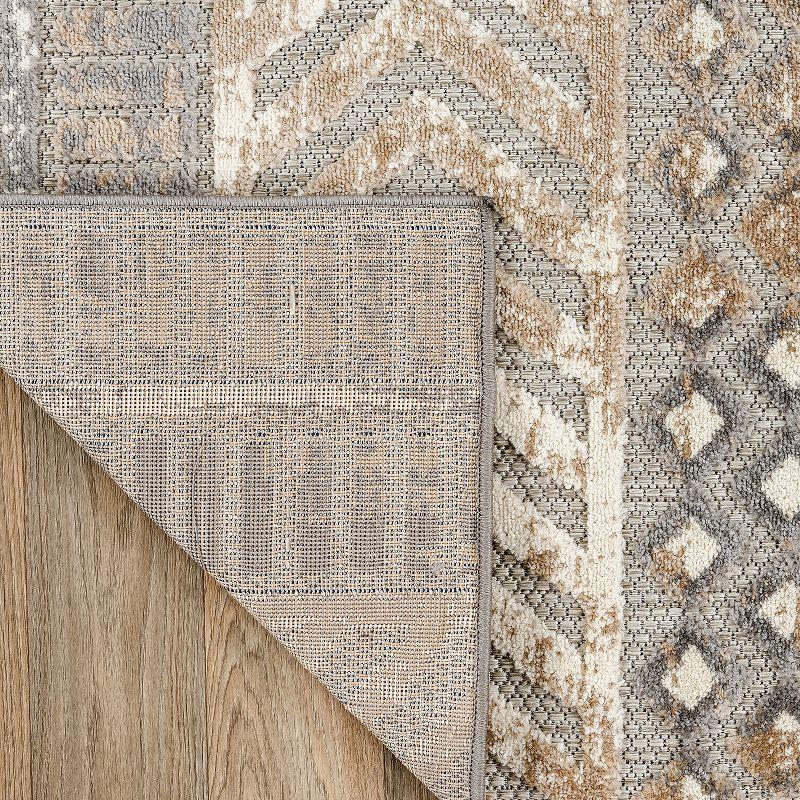 Bohemian Bliss Geometric Beige Indoor/Outdoor 7'10" x 10' Rug