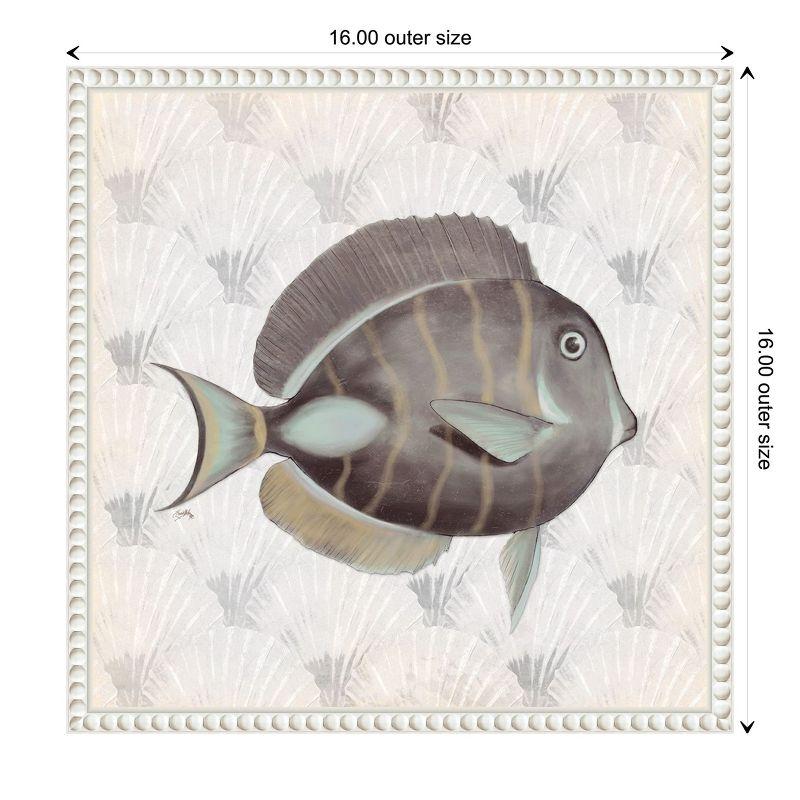 Amanti Art Neutral Vintage Fish II by Elizabeth Medley Canvas Wall Art Print Framed 16 x 16-in.