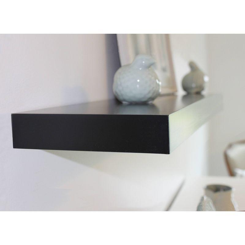 36" Decorative Floating Shelf Wall Mounted Hidden Brackets Black - Inplace: Modern MDF Ledge, 17 lbs Capacity