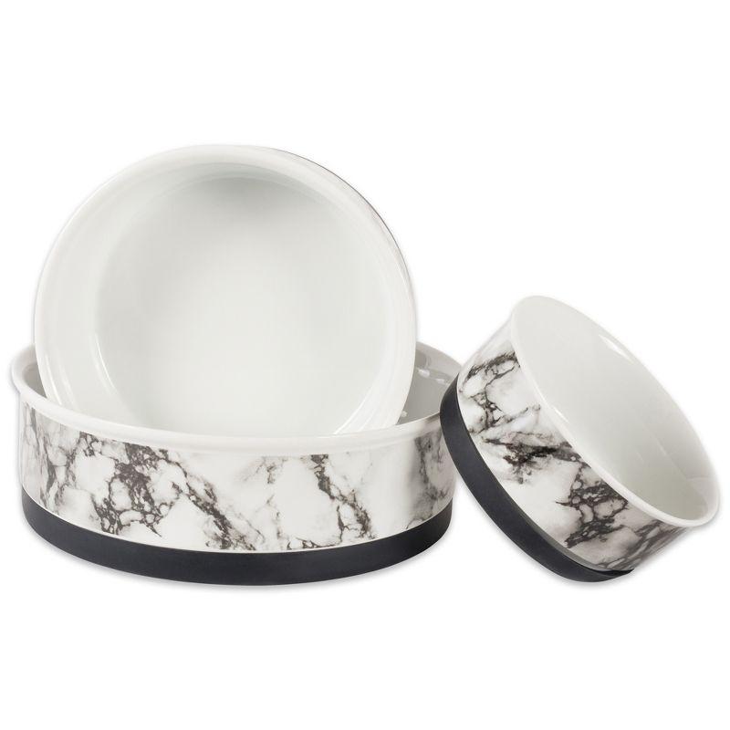 Bone Dry Pet Bowl - White Marble - Medium 6Dx2H Set/2