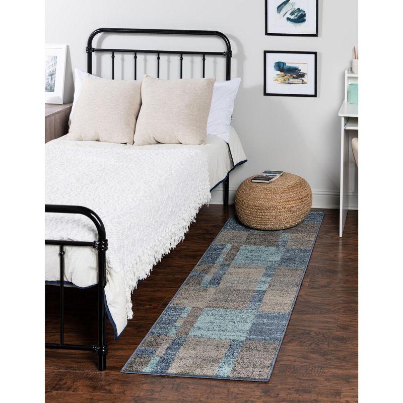 Unique Loom Autumn Collection Area Rug - Providence (2'  x 8' Runner Blue Gray/Light Brown)