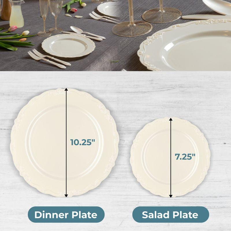 Posh Setting 60 Piece Cream Round Plastic Dinnerware Value Set - Casual