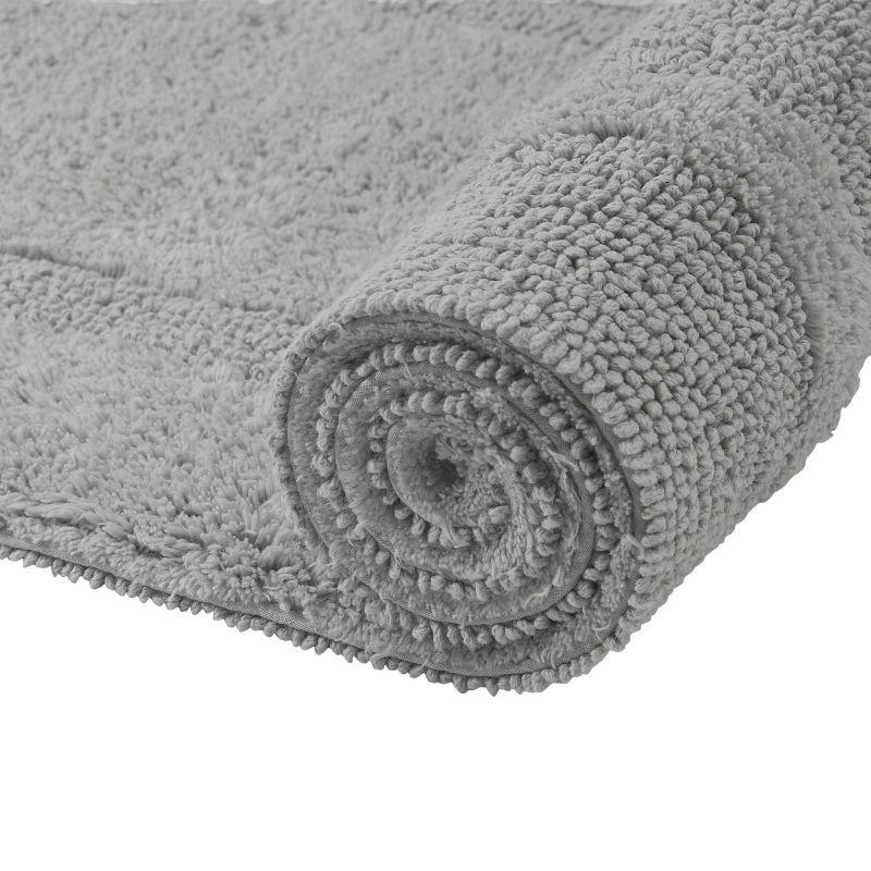 Better Trends Lux 100% Cotton Tufted Solid Reversible Bath Rug 20" x 20" Contour - Silver