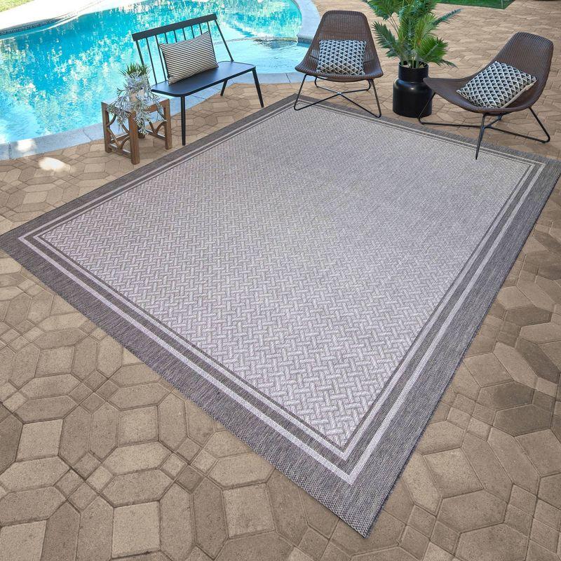 Ash Steel 6'6"x9'6" Synthetic Rectangular Easy-Care Outdoor Rug