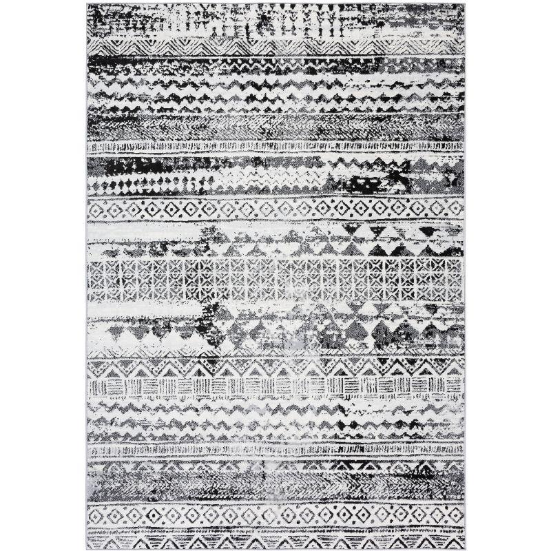 Brentwood BNT835 Power Loomed Area Rug - Black/Ivory - 8'x10' - Safavieh.