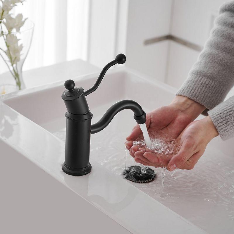 BWE Single Hole Single-Handle Bathroom Faucet Vanity Sink Basin Mixer Tap Antique in Matte Black