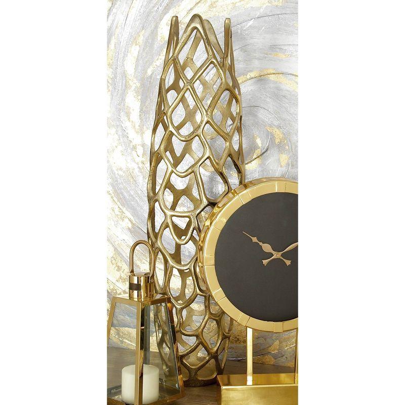 Olivia & May 31" x 9" Eclectic Woven Net-Inspired Aluminum Vase Gold - Indoor Contemporary Amphora Design