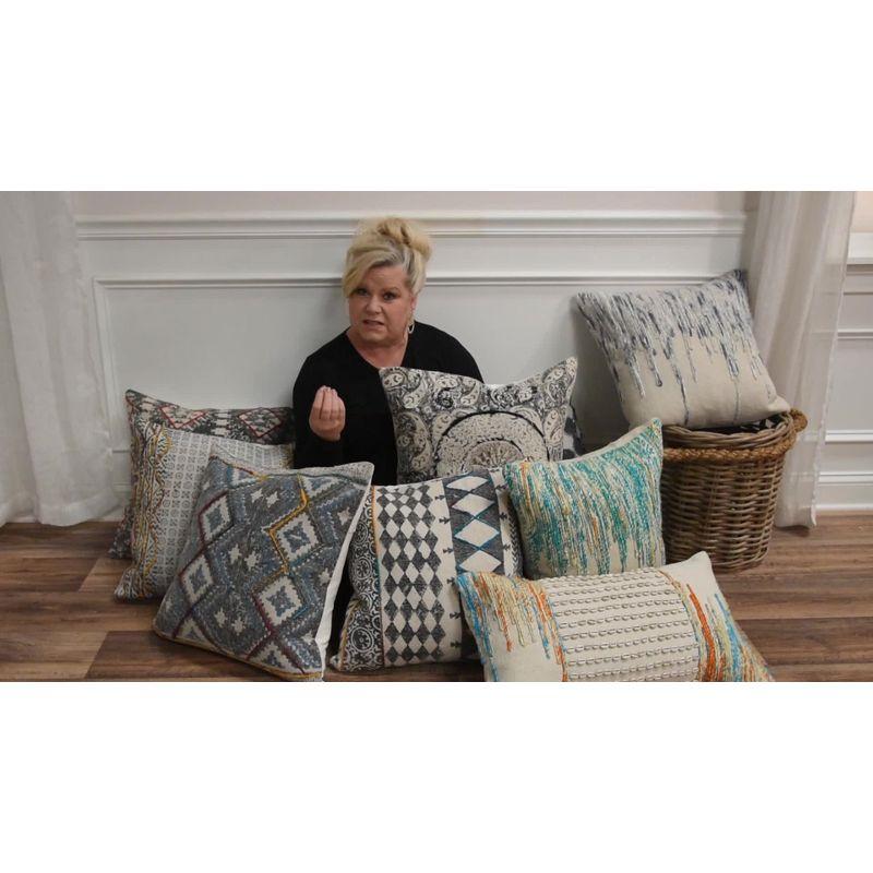 Rizzy Home Embroidered Jute / Sisal Throw Pillow