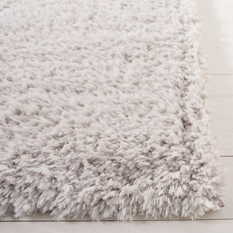 Luxurious Silver Shag 59" Hand-Knotted Wool-Blend Area Rug