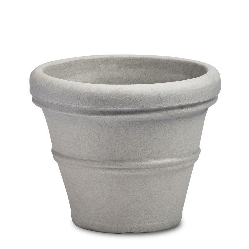 Crescent Garden Brunello Classic Rolled-Rim Plant Pot, Weathered Concrete, 12in