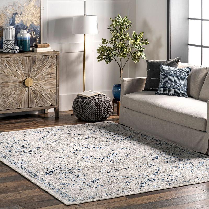 Nuloom Minta Medallion 10x14 Indoor Area Rug for Living Room Bedroom Dining Room Kitchen, Blue/Off White