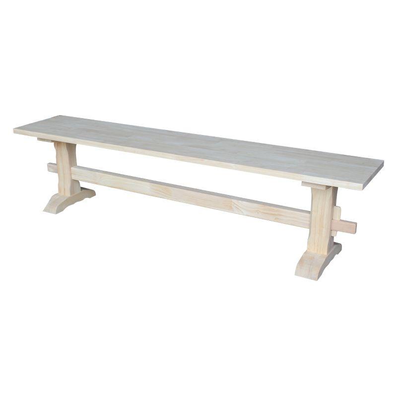 72" Trestle Bench Unfinished - International Concepts: Solid Wood, Parawood, Entryway, Living Room