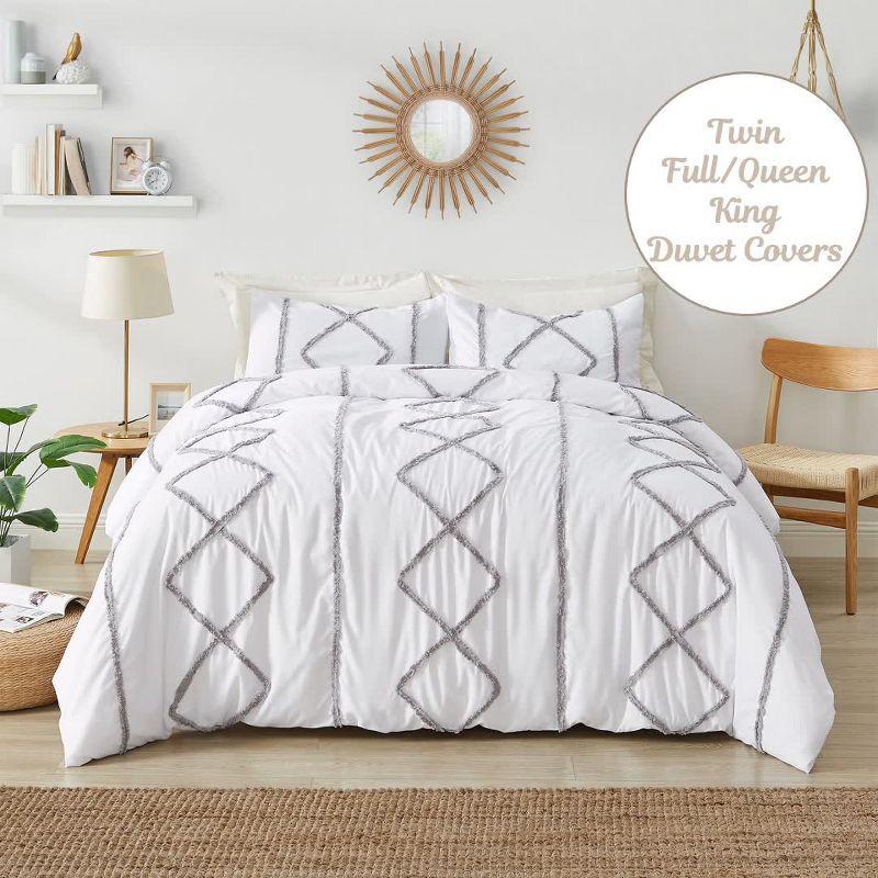 Sweet Jojo Designs Boho Fringe White and Grey Decorative Throw Pillow Covers (Set of 2) by Sweet Jojo Designs (Set of 2)