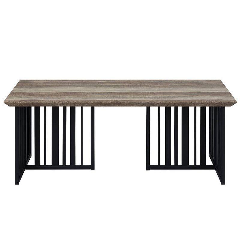 47" Zudora Coffee Table Oak & Sandy Black Finish - Acme Furniture: Sturdy Metal Legs, No Assembly Required