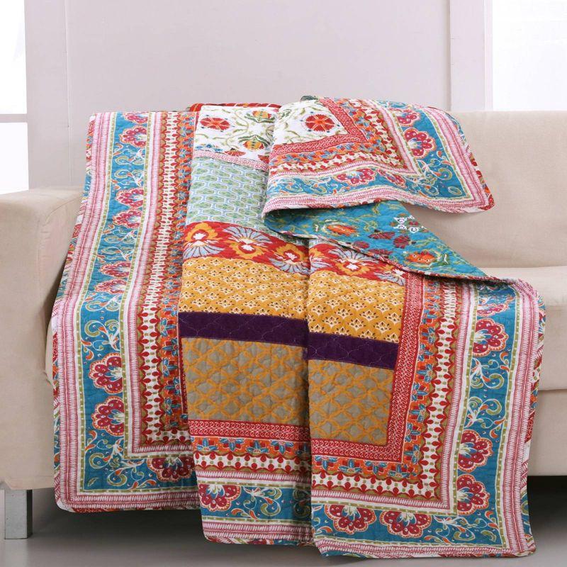Greenland Home Fashions Thalia Embellished Reversible Quilted Cotton Throw