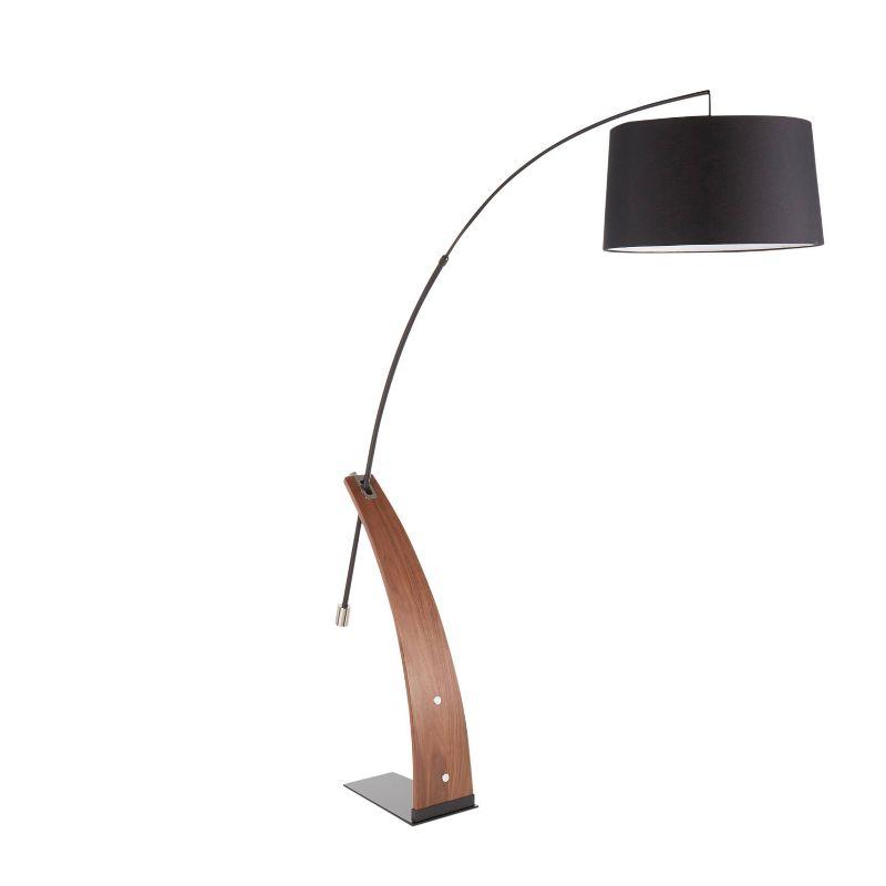 Robyn 67" Black and Walnut Arc Floor Lamp