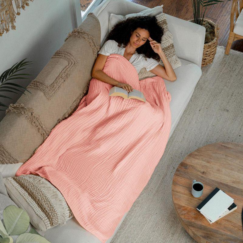 Muslin Blanket for Adults, Extra Large Throw 50" x 60" By Comfy Cubs - Lace Pink