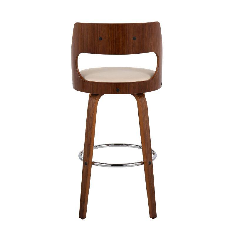 Set of 2 Cecina Upholstered Barstools Cream/Walnut - LumiSource: Swivel, Faux Leather, Wood Frame, Fixed Height 29.5"