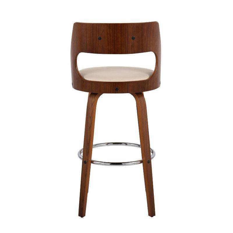 Cecina Cream and Walnut Mid-Century Swivel Barstool, Set of 2