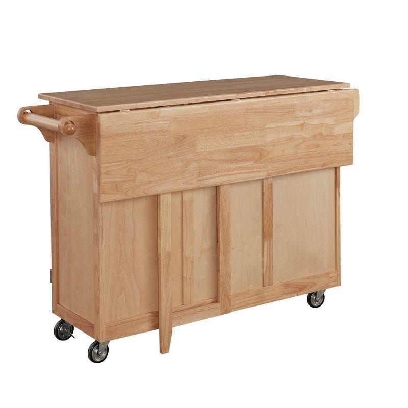 Breakfast Bar Kitchen Cart with Wood Top Natural - Home Styles: Rolling Island Storage, 2 Shelves, 2 Doors