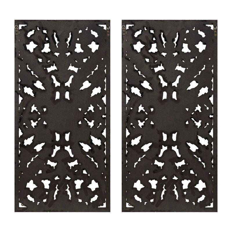 2pc Botanical Carved Wall Decor Panel Set Bronze - Madison Park: MDF Antique Finish, Vertical Orientation