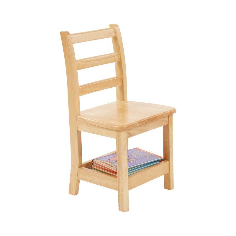 Natural Rubberwood Ladderback Kids Chairs with Storage, 2-Pack