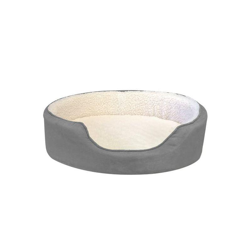 FurHaven Faux Sherpa & Suede Oval Dog Bed