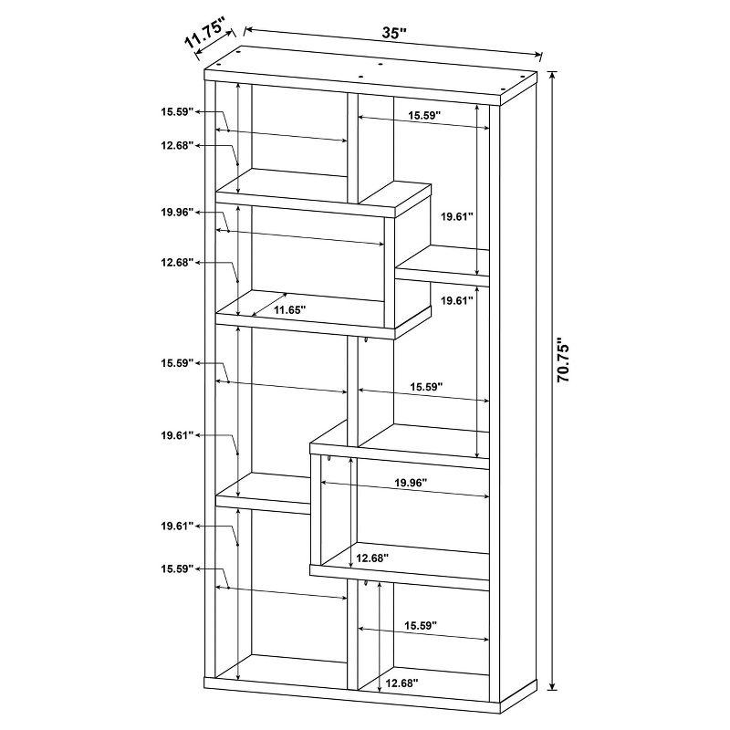 White Geometric 8-Shelf MDF Bookcase