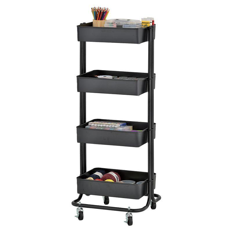 ECR4Kids 4-Tier Metal Rolling Utility Cart - Mobile Storage Organizer