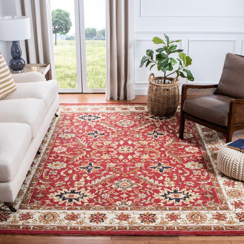 Chelsea Red and Ivory Hand-Knotted Wool Area Rug