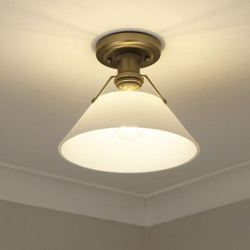 Golden Lighting Orwell 1-Light Flush Mount in Brushed Champagne Bronze with Opal Glass